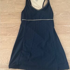 Tail Navy Dress with White Piping